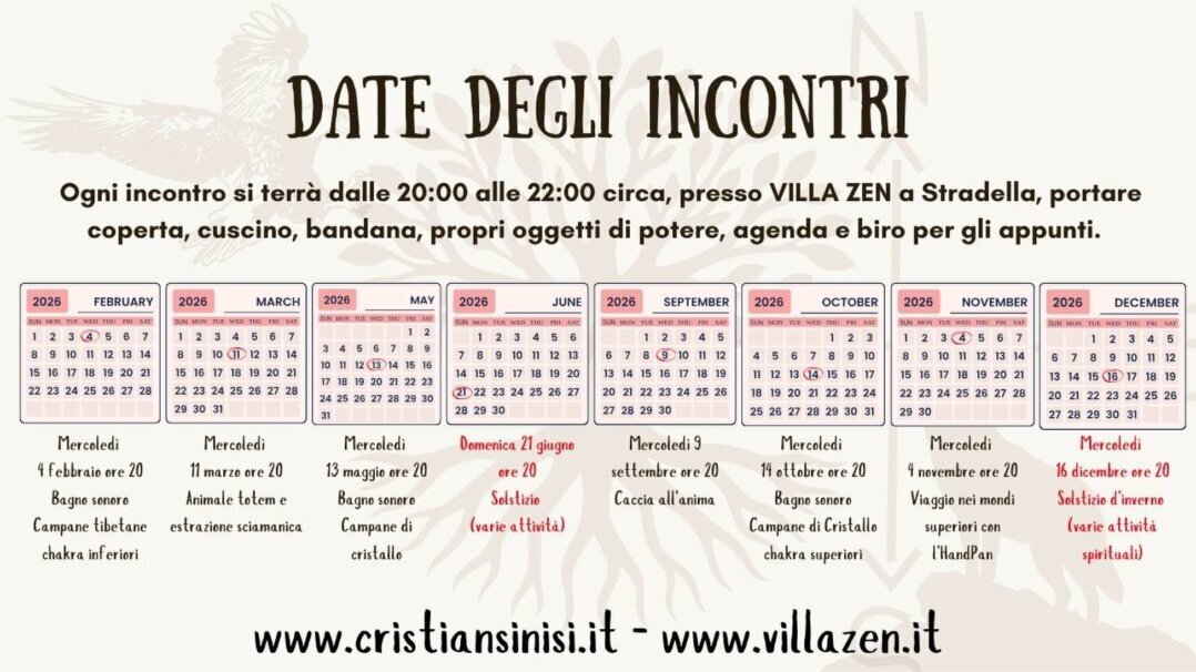 programma eventi olistici 2026 a villa zen 