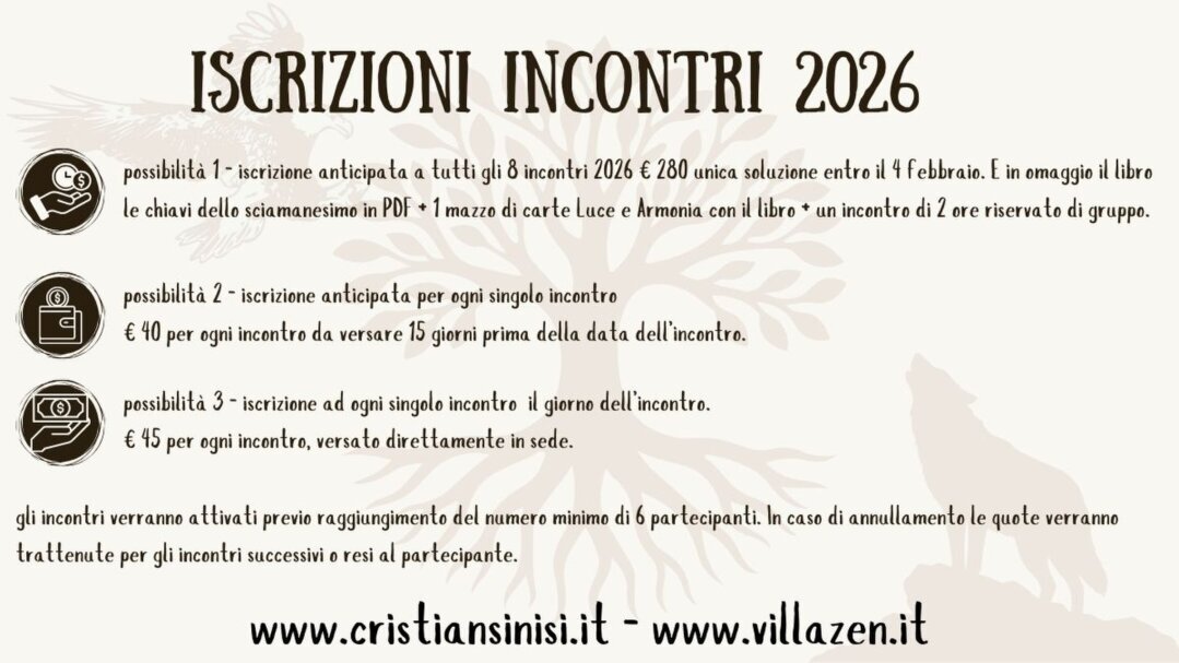 iscrizioni eventi -  VILLA ZEN 2026 